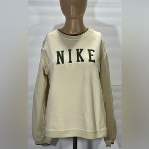 Nike Cream Crewneck with Dark Green NIKE Applique